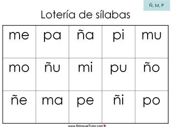 Spanish Syllable Bingo/Lotería de sílabas by Bilingual Classroom ...