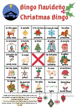 Loteria Navidena Christmas Bingo Bilingual Spanish English Bingo Navidad