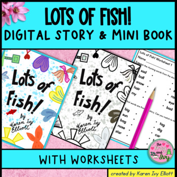 Preview of Lots of Fish! Rhyming Digital Story with Student Mini Book and Activities
