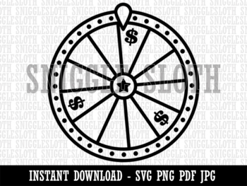 Preview of Lottery Wheel B&W Clipart Digital Download SVG PNG JPG Cut File Commercial