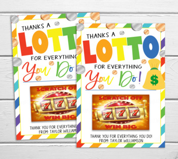 Thanks A Lotto, Teacher Appreciation, Lottery Ticket Holder