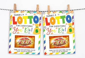 Thank You Lottery Ticket Holder - Printable Appreciation Gift