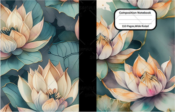 Preview of Lotus Flower Composition Notebook Cover For School,Home,Work, Clip Art