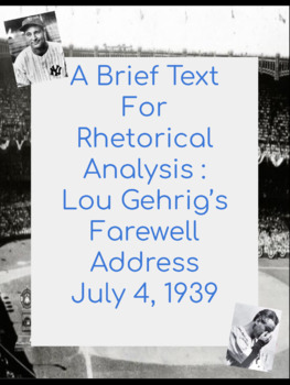 Preview of Lou Gehrig Speech Brief Analysis Activity
