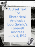 Lou Gehrig Speech Brief Analysis Activity