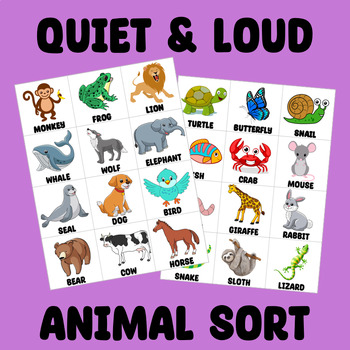 Preview of Loud and Quiet Animal Sort (Great for Music Centers!)