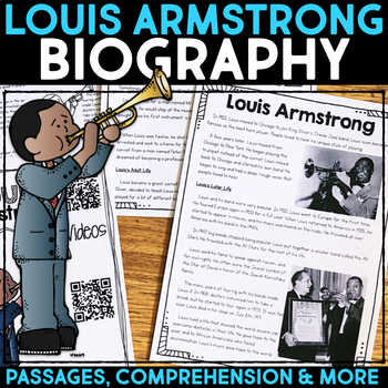 Louis Armstrong Biography Research, Reading Passage, Graphic Organizer,  Template