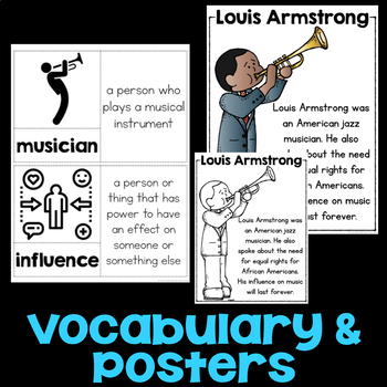 Louis Armstrong Biography Research, Reading Passage, Graphic Organizer,  Template