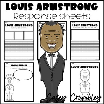 Preview of Louis Armstrong Black History Response Writing Coloring Drawing Sheets