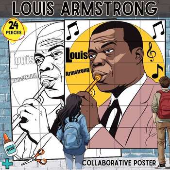 Preview of Louis Armstrong Collaborative Poster Black History Mural Project Bulletin Board
