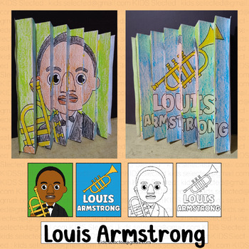 Preview of Louis Armstrong Craft Black History Month Activities Jazz Music Coloring Pages