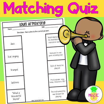 Preview of Louis Armstrong Matching Jazz quiz worksheet