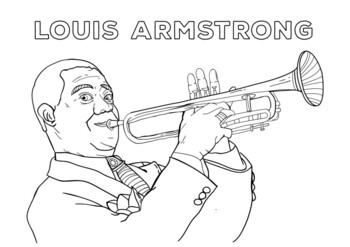 Preview of Louis Armstrong Trumpeter Jazz Musician Coloring Page Black History Month
