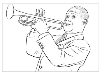 Louis Armstrong Drawing Lesson, Coloring Page, Trace Drawing