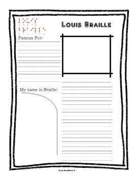 Preview of Louis Braille Notebook Worksheet