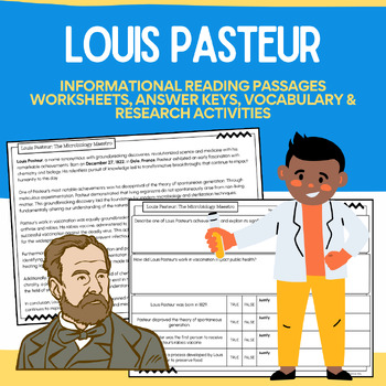Preview of Louis Pasteur: Informational Science Reading Biography & No-Prep Packet