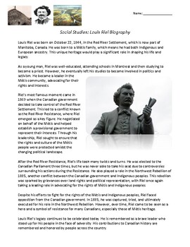 Preview of Louis Riel Biography