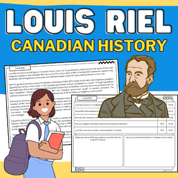 Preview of Louis Riel: Canadian History Informational Passage & Worksheets
