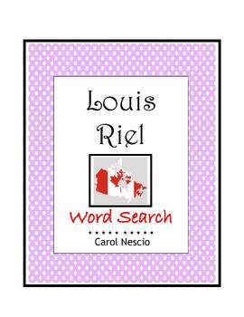 Preview of Louis Riel ~ Word Search ~ Canadian History ~ FREE ~