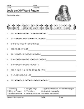 Louis XIV Biography  Comprehension Questions by Teach Simple