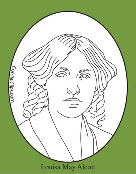 Louisa May Alcott Clip Art, Coloring Page or Mini Poster by Cordial Clips