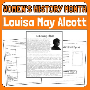 Preview of Louisa May Alcott Womens History Month Biography Research Reading Passage