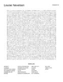 Louise Nevelson, American Sculptor, Word Search