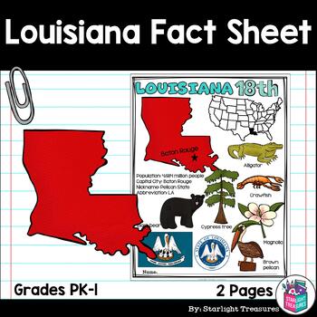 Preview of Louisiana Fact Sheet for Early Readers - A State Study