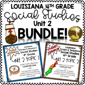 Preview of Louisiana Grade 4 Social Studies Unit 2 (Complete Task, Topics 1-2) BUNDLE!