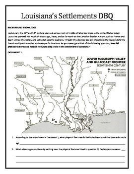 Preview of Louisiana History - Louisiana's Settlements DBQ