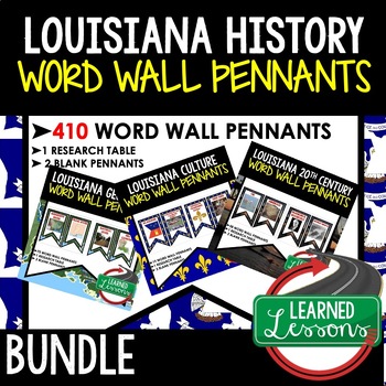 Preview of Louisiana History Word Wall Pennants (Louisiana History Word Wall Bundle)