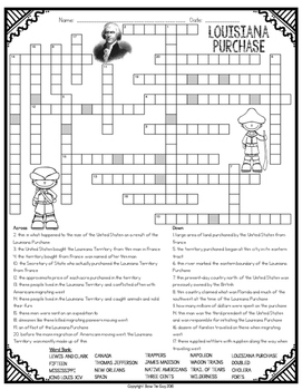 Louisiana Purchase Crossword by Bow Tie Guy and Wife TpT