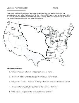 Louisiana Purchase Map & Primary Source by Allison Leazer | TpT