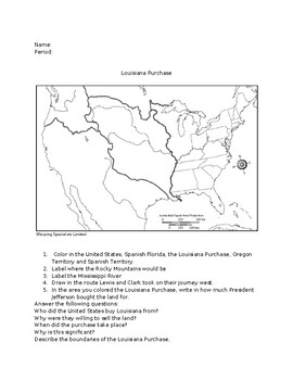 Preview of Louisiana Purchase Worksheet