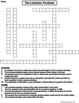 Louisiana Purchase Worksheet/ Crossword Puzzle by Science Spot | TpT