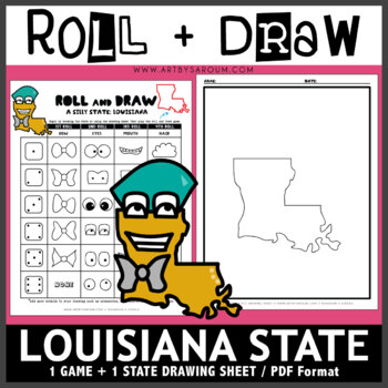 Preview of Louisiana Roll and Draw Silly State Game NO PREP Drawing Activity