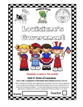 Preview of Louisiana Social Studies Booklet 16 - Louisiana's Government & Citizens