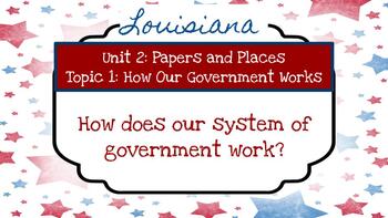 Preview of Louisiana Social Studies Grade 3 Unit 2 Topic 1 How Our Government Works