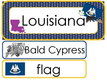 Preview of Louisiana State Word Wall Bulletin Board Set. State Symbols Curriculum.