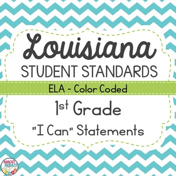 Preview of Louisiana Student Standards | 1st Grade Language I Can Statements | Color Coded