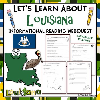 Preview of Louisiana Webquest Worksheets Informational Reading Research Activity