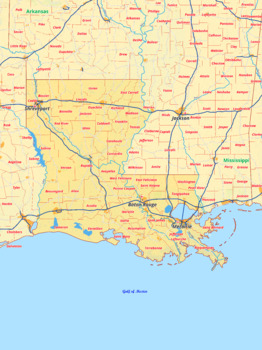 Louisiana Labeled Map