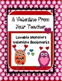 Lovable Monsters Valentine Bookmarks Freebie!