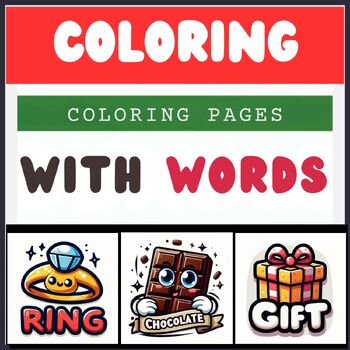 Preview of Valentine’s Day Themed with words Coloring Book Activity!