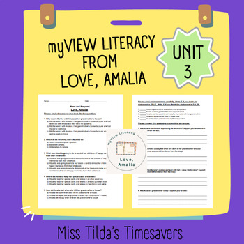 Preview of from Love, Amalia - Read and Respond myView Literacy 5