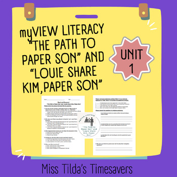 Preview of "The Path to Paper Son" - Read and Respond myView Literacy 5