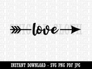 Love Arrow B&W Clipart Digital Download SVG PNG JPG Cut File Commercial