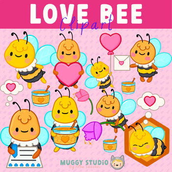 Preview of Love Bee Clipart {Valentines Bee Clip Art}