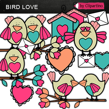 Preview of Love Birds Clip Art Bundle-Valentines day-free Preview