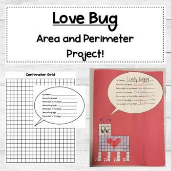 Preview of Love Bug Area and Perimeter Project for Valentine's Day